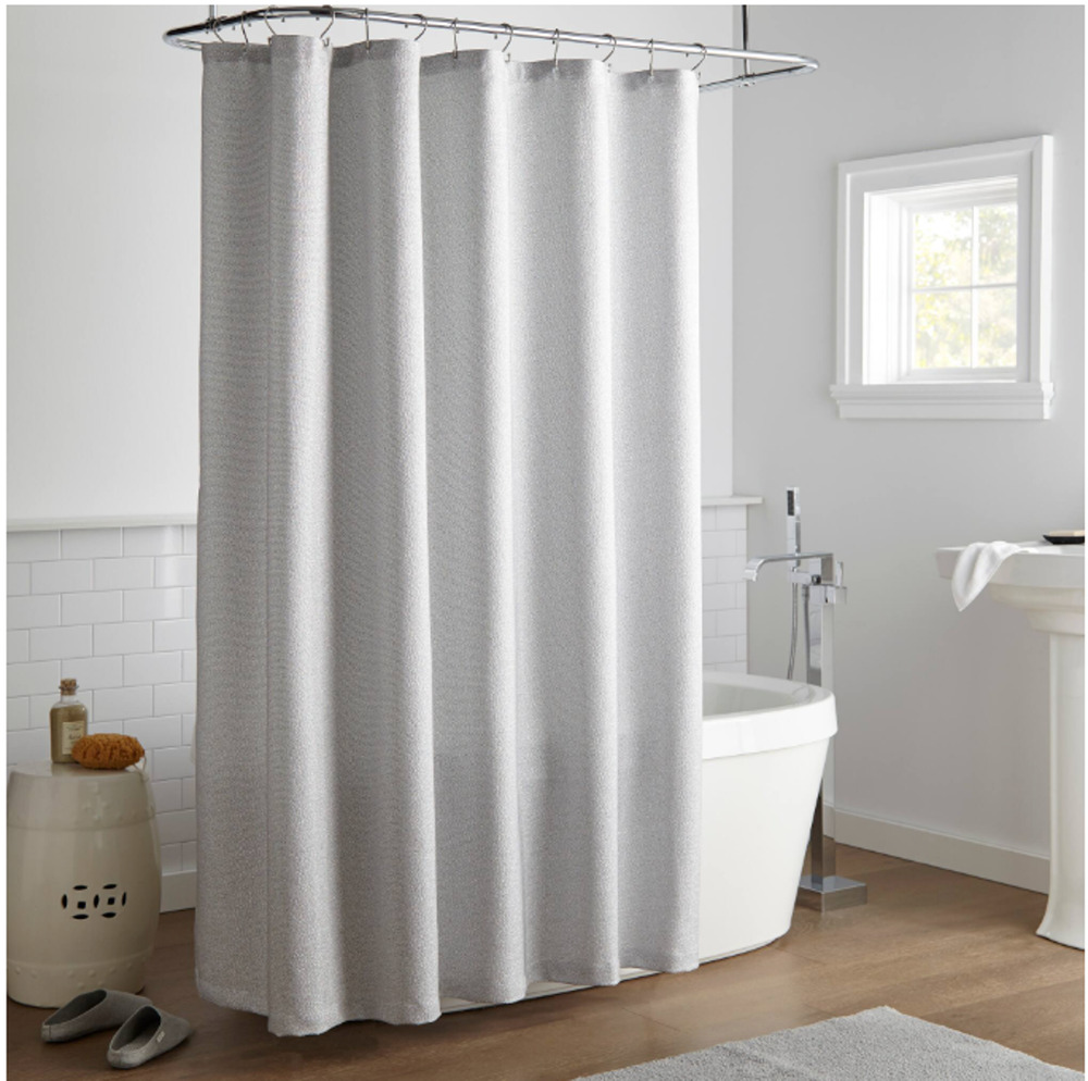 Nanshing Tyson Metallic Buttonhole Top Single Shower Curtain Grey 70x72 Modern